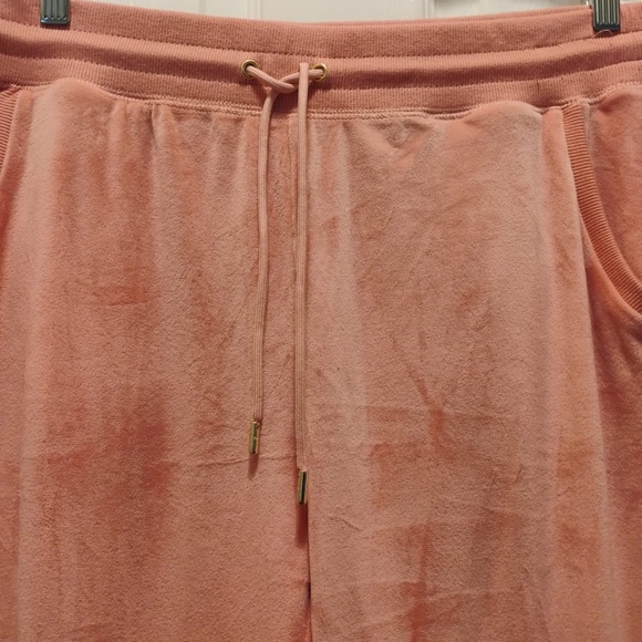 Michael Kors Vevet Velour Track Pants Pale Pink Peach Stretchy Joggers Size L - Picture 3 of 8